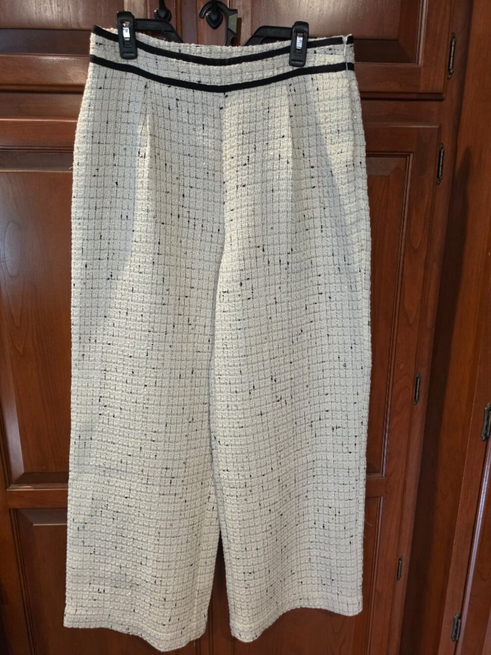 Commense White Tweed Pants with Black Trim Size L